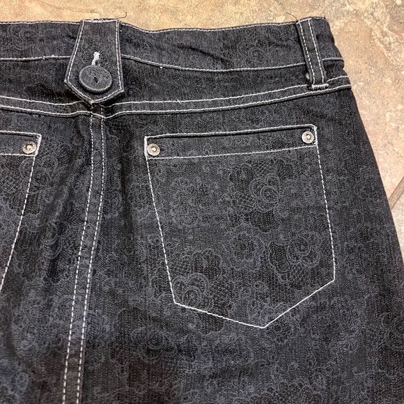 XOXO Premium Denim Skirt w/Subtle Floral Print - Picture 12 of 16